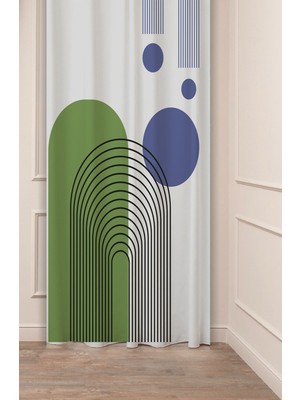 Greendecor Yaprak Bohem Minimalist Bej Krem Desenli Özel Tasarım Dijital Baskılı (Tek Kanat) Modern Fon Perde