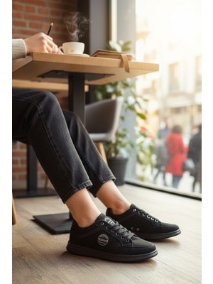 Enoch Erkek Spor ve Günlük Ayakkabı Tam Ortopedik Tabanlı Keten Bez Görünümlü Klasik Sneaker