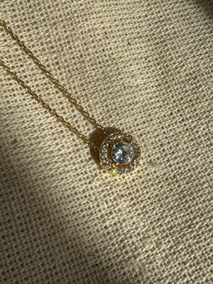 CAPO By Aytaç Yamaç 925 Ayar Gümüş Altın Kaplama Tek Taş Kadın Kolye