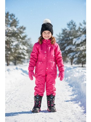 Ndrops YSEYL014 Kız Çocuk Kar Botu Siyah - Fuşya