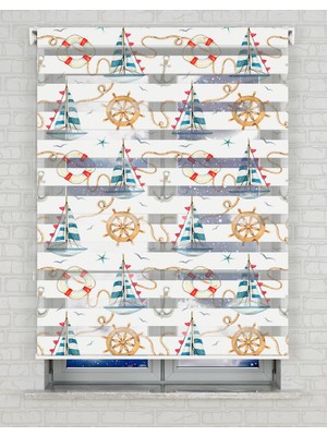 BRIGHTCOVER Denizci Baskılı Zebra Perde - Gece Gündüz - Bebek Odası Perdesi, Erkek Çocuk Odası Perdesi | Kokusuz Mürekkeple Basılmış  Zebra Perdeler ile Sende Tarzını Yansıt! | 1 Dakikada Pratik Montaj