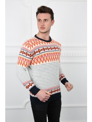 buğrahayalin Nokta Desenli Beyaz Kazak Kalın Kışlık Günlük Triko Kazak