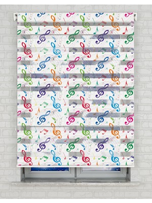 BRIGHTCOVER Müzik Notaları Baskılı Zebra Perde - Gece Gündüz - Kız Çocuk Odası Perdesi | Kokusuz Mürekkeple Basılmış  Zebra Perdeler ile Sende Tarzını Yansıt! | 1 Dakikada Pratik Montaj