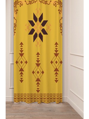 Greendecor Otantik, Anadolu, Etnik Desenli Özel Tasarım Dijital Baskılı (Tek Kanat) Modern Şık Fon Perde