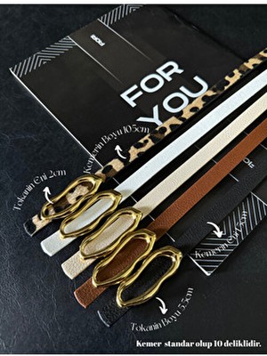 Fiori 5'li İnce Kemer Kadın Pantolon Gömlek Ceket İçin Suni Deri Tasarım 105 cm