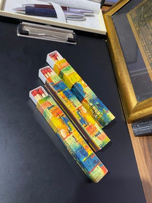 The Kibrit House  3'lü Dekoratif Şömine Kibriti Set (Van Gogh Tarzı Soyut Sanat Desenli)