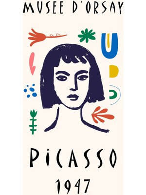 Fuart.Co Picasso Ikonik Yüz Picasso Sanatı Poster Dijital Baskı Poster (Çerçevesiz) Psfu
