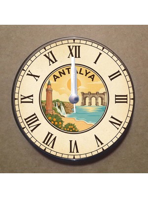 Bsb Antalya Temalı Magnet Saat Buzdolabı Süsü Duvar Saati 10,5cm MS1010