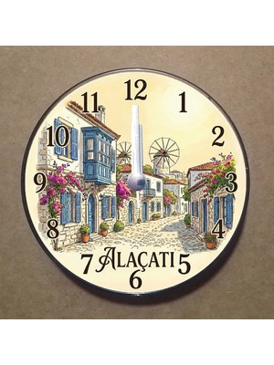 Bsb Alaçatı Temalı Magnet Saat Buzdolabı Süsü Duvar Saati 10,5cm MS2005
