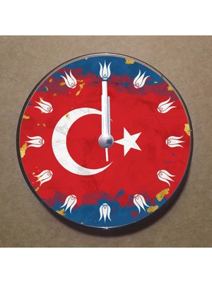 Bsb Türkiye Temalı Magnet Saat Buzdolabı Süsü Duvar Saati 10,5cm MS1070