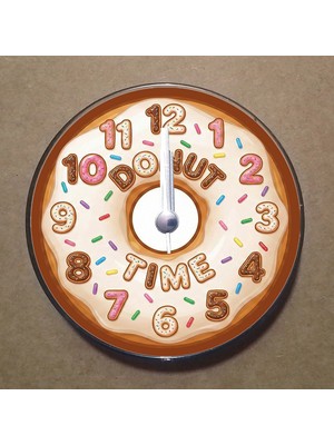 Bsb Donut Temalı Magnet Saat Buzdolabı Süsü Duvar Saati 10,5cm MS9015