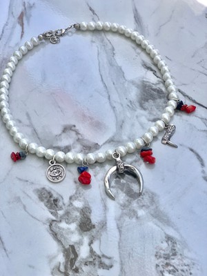 CAPO By Aytaç Yamaç Mercan ve Lapis Taşlı Boho Tarzı Cam Inci Charm Kadın Kolye