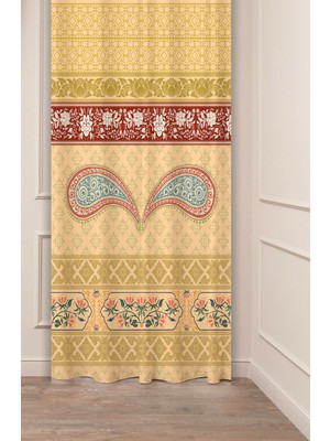 Greendecor Otantik, Anadolu, Etnik Desenli Özel Tasarım Dijital Baskılı (Tek Kanat) Modern Şık Fon Perde