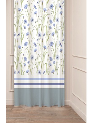 Greendecor Özel Tasarım Çiçek Yaprak Antik Çizgi Etnik Desenli Dijital Baskılı (Tek Kanat) Modern Şık Fon Perde