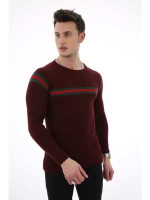 buğrahayalin Çizgi Desenli Kalın Kışlık Erkek Günlük Triko Kazak