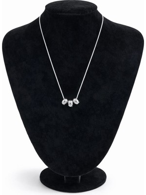 Pangu Metal Boncuklu Gümüş Renk Çelik Kolye