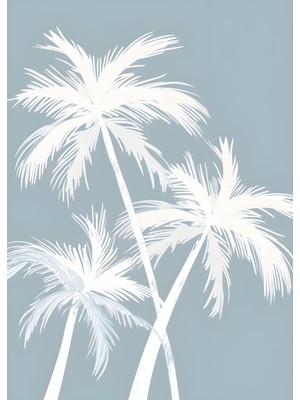 Fuart.Co Beyaz Palmiyeler Dijital Baskı Poster (Çerçevesiz)Sea World Poster Serisi Sefu