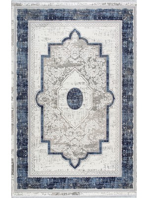 Halı Sepeti Artemis Halı Murano 02994A Mavi Krem Halı Yumuşak Dokulu Salon Koridor Mutfak Yatak Odası Halısı