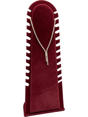 Megass Dekor Riyad Model Süet Kumaş Bordo Renk 31/11 cm Ayaklı Kolye-Halhal Sergileme Standı