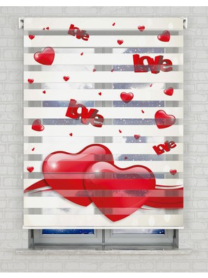 BRIGHTCOVER Love Kalpler Baskılı Zebra Perde - Gece Gündüz - Kız Çocuk Odası Perdesi | Kokusuz Mürekkeple Basılmış  Zebra Perdeler ile Sende Tarzını Yansıt! | 1 Dakikada Pratik Montaj