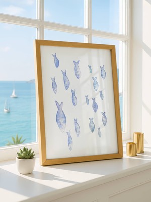 Fuart.Co Suluboya Balıklar Dijital Baskı Poster (Çerçevesiz)Sea World Poster Serisi Sefu