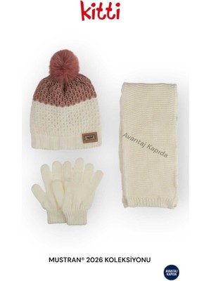 Mustran 8–12 Yaş Çocuk Bere Atkı Eldiven 3’lü Kışlık Set | Polar Içli Triko Örgü | Yeni Sezon 2026