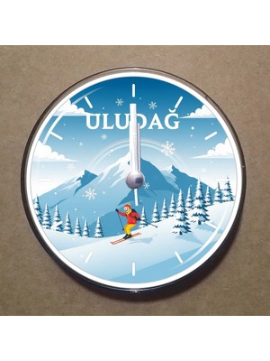 Bsb Uludağ Temalı Magnet Saat Buzdolabı Süsü Duvar Saati 10,5cm MS2045