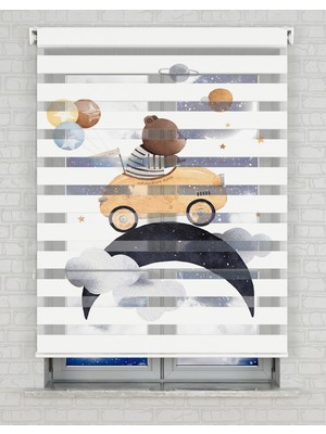 BRIGHTCOVER Sevimli Ayıcık Baskılı Zebra Perde - Gece Gündüz - Bebek Odası Perdesi, Erkek Çocuk Odası Perdesi | Kokusuz Mürekkeple Basılmış  Zebra Perdeler ile Sende Tarzını Yansıt! | 1 Dakikada Pratik Montaj