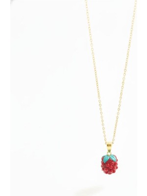 Pulinin Dükkanı El Yapımı Kırmızı Cam Böğürtlen Kolye – Kararmayan Çelik Zincirli Şık Tasarım