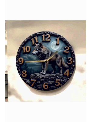 AA Shop Kurt Gece Renkli Baskı Desenli Sayılı Hediyelik Ahşap Sessiz Tablo Duvar Saati 683