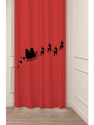 Greendecor Yılbaşı Çam Ağacı Noel Ağacı Kar Yeni Yıl Christmas Desenli Özel Tasarımlı Dijital Baskılı Fon Perde