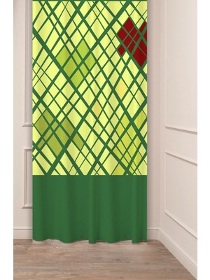 Greendecor Geometrik Çizgi Şekiller Özel Tasarım Desenli Dijital Baskılı (Tek Kanat) Modern Şık Fon Perde