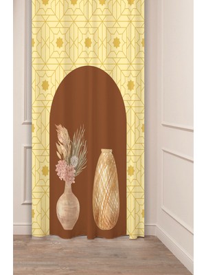 Greendecor Otantik, Anadolu, Etnik,bohem Desenli Özel Tasarım Dijital Baskılı (Tek Kanat) Modern Şık Fon Perde