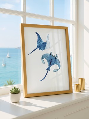 Fuart.Co Iki Vatoz Dijital Baskı Poster (Çerçevesiz)Sea World Poster Serisi Sefu