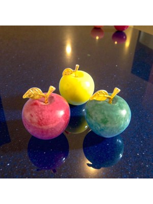 Ecay Mermer Ürünleri Doğal Onxy Mermer Elma Seti 3'lü