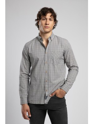 Lee Cooper Pired 1 Erkek Uzun Kol Ekose Gömlek Gri Antrasit