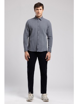 Lee Cooper Doyle Erkek %100 Pamuk Dokuma Gömlek Indigo