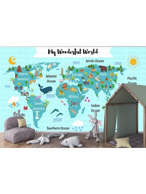 Muhteşem Dünyamız Dünya Haritası Poster Duvar Kağıdı