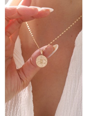 Yavuz Kuyumculuk 14 Ayar Altın Aynalı Zincir Burç Kolye