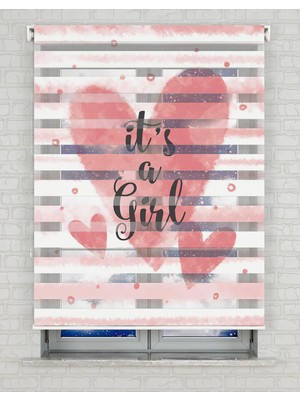 BRIGHTCOVER Kalp Kız Baskılı Zebra Perde - Gece Gündüz Kullanıma Uygundur - Bebek Odası Perdesi | Kokusuz Mürekkeple Basılmış  Zebra Perdeler ile Sende Tarzını Yansıt! | 1 Dakikada Pratik Montaj