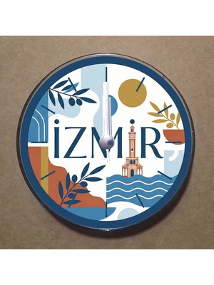 Bsb Izmir Temalı Magnet Saat Buzdolabı Süsü Duvar Saati 10,5cm MS1043