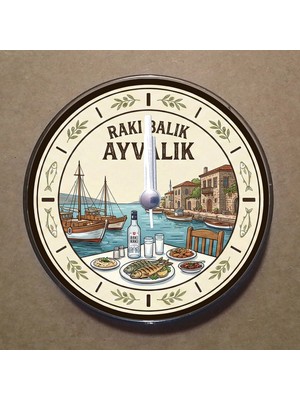 Bsb Ayvalık Temalı Magnet Saat Buzdolabı Süsü Duvar Saati 10,5cm MS2011