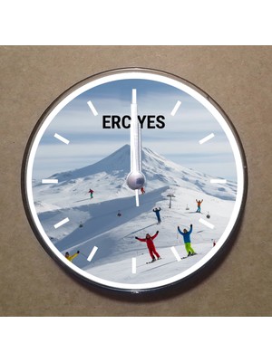 Bsb Erciyes Temalı Magnet Saat Buzdolabı Süsü Duvar Saati 10,5cm MS2019