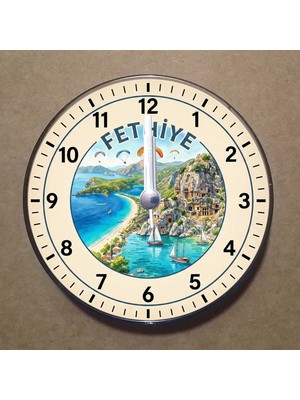 Bsb Fethiye Temalı Magnet Saat Buzdolabı Süsü Duvar Saati 10,5cm MS2020