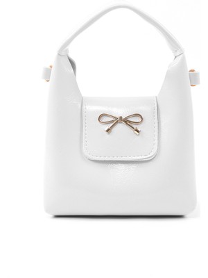 SHAKA Kırışık Dokulu Beyaz SHK214 Fiyonk Detaylı, Çıtçıtlı Tek Bölmeli ,çapraz Askılı El,kol ve Omuz Çantası