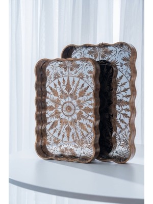 Acar Elio Poliüretan Lüx 2 Li Aynalı Tepsi 45 cm x 39 cm
