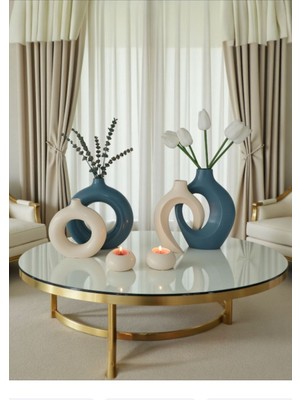 The Motellas Platinum 6 Parça Modern Dekoratif Vazo & Mumluk Seti | Büyük Boy Salon & Ofis Dekoru