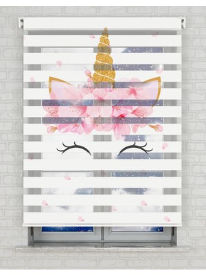 BRIGHTCOVER Sevimli Kedicik Baskılı Zebra Perde - Gece Gündüz - Kız Çocuk Odası Perdesi, Bebek Odası Perdesi | Kokusuz Mürekkeple Basılmış  Zebra Perdeler ile Sende Tarzını Yansıt! | 1 Dakikada Pratik Montaj