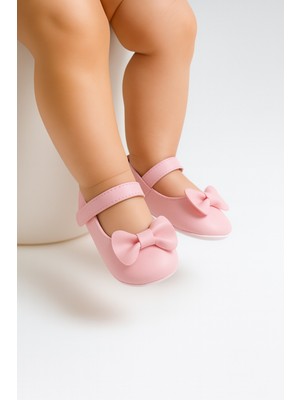 Sofame Baby Pembe Mini Fiyonklu Bebek Babet Ayakkabı