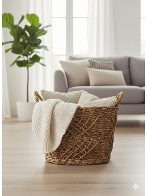 Panalı Oval Organize Sepet Büyük 42X30X29 cm